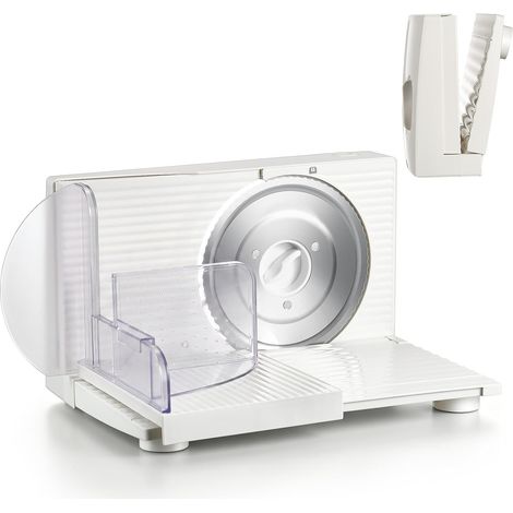 Trancheuse Électrique Pliable 150W, Blanc Trancheuse à Pain, Jambon et Charcuterie, Lame Dentée 17cm, Épaisseur 0-15mm, Bouton Sécurité, Compacte (1/5)