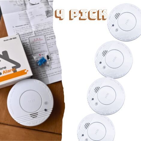 Lot de 4 détecteurs de fumée NF – Alimentation sur pile – Alerte sonore puissante – Autonomie 3 ans – Garantie 5 ans (1/5)