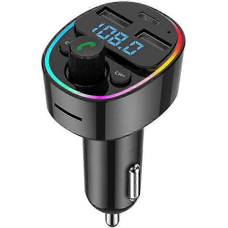 Lecteur MP3 de voiture G67 avec Bluetooth, kit mains libres, port USB, allume-cartes, transmetteur FM et bouton avec éclairage d'ambiance. (1/3)
