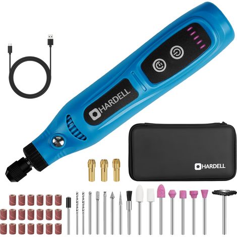 outil rotatif multifonction sans fil 3,7 V – mini perceuse avec 43 Accessoires, Utilisation Pendant la Charge, 5 Vitesses Variables pour Polir, Graver, Percer, Poncer, Meuler et Bricolage (1/5)