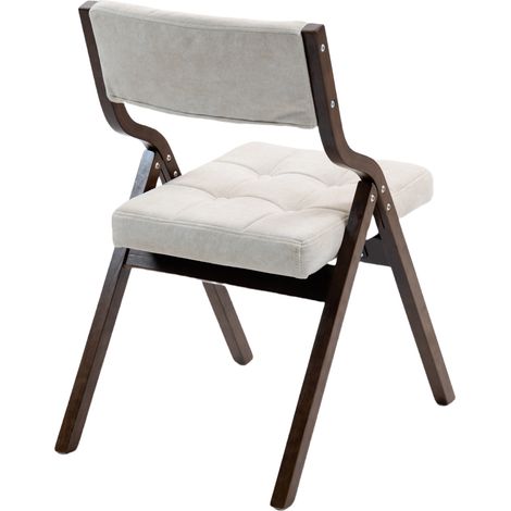 REDOM Lot de 2 chaises pliantes structure en bois assise et dossier en velours beige