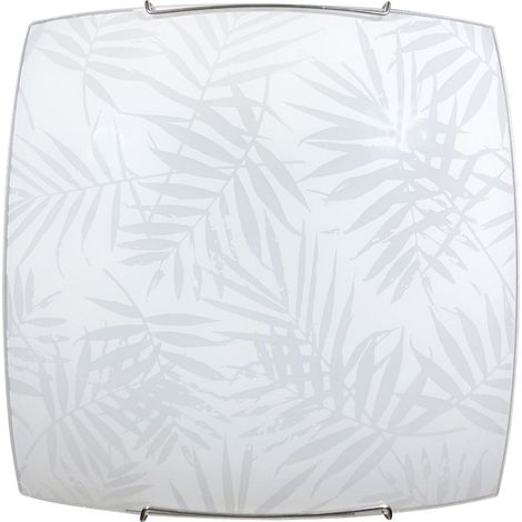 Vanessa plafoniera 2xE27 vetro bianco ganci cromo decorato foglie (1/2)