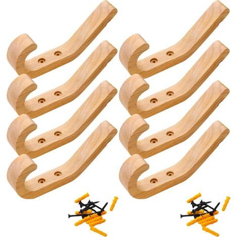 Wandgarderobe aus Massivholz (8-teilig) – Handpolierte Eichenholz-Garderobenhaken – 10 kg – Wandhaken für Küche, Schlafzimmer und Wohnzimmer (1/5)