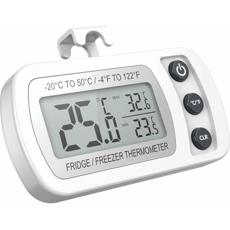 Ulisem Kühlschrankthermometer, LCD-Display, digital, wasserdicht, Gefrierschrankthermometer mit magnetischem Haken, weißes Kühlschrankthermometer (-20 50 ℃) (1/5)