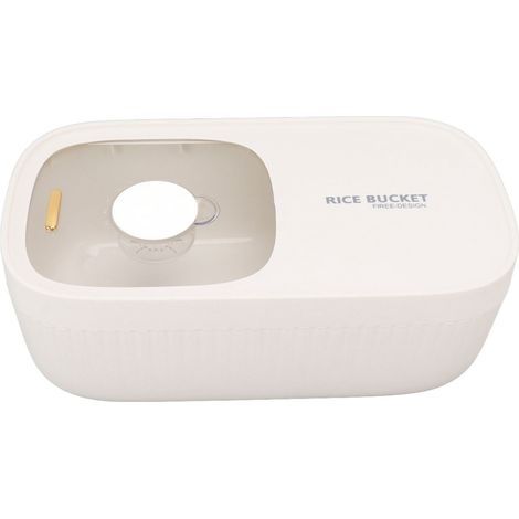 Boîte de conservation hermétique pour riz et céréales, couvercle transparent, blanche, idéale pour la cuisine.