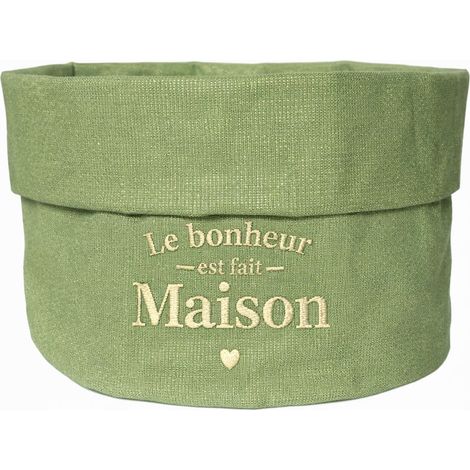 Petite corbeille à pain pailletée brodée Le bonheur est fait mai (1/2)