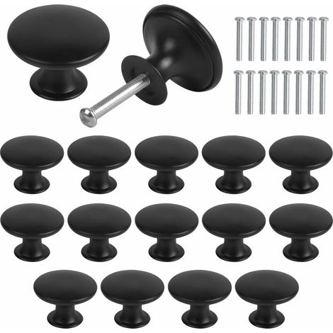Boutons de Placard Starlight Boutons de Tiroir Vintage, 30mm Tiroir de Porte Poignée, Rond Bouton de Meubles, Boutons de Porte, Poignées de Meuble pour Armoire Cuisine, Tables Chevet 16PCS (Noir) (1/5)