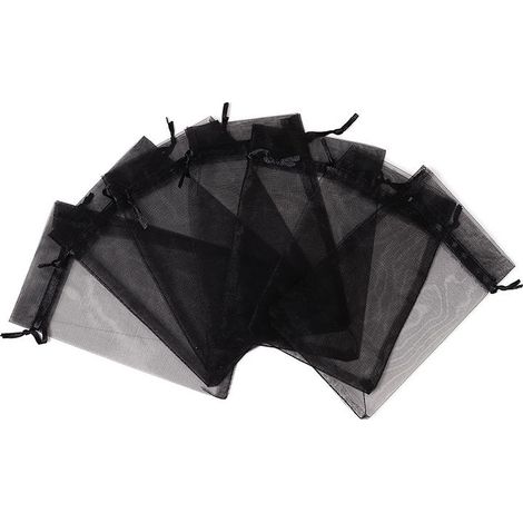100PCS Cadeaux Noir 9X12Cm, de Faveur de Mariage en avec Cordon de Serrage pour Maquillage Bonbons Baby Shower (1/5)