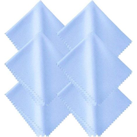 6 pièces chiffon de nettoyage pour lunettes - bleu clair, 15 x 18 cm, chiffon de nettoyage pour écran en microfibre chiffon de nettoyage pour écran de lunettes (1/4)