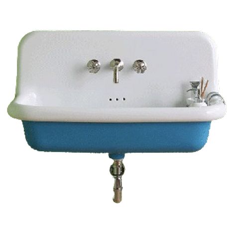 Lavabo scolastico in ceramica smaltata - 90 cm - True Colors - Blu (Azzurro 5012) (1/4)