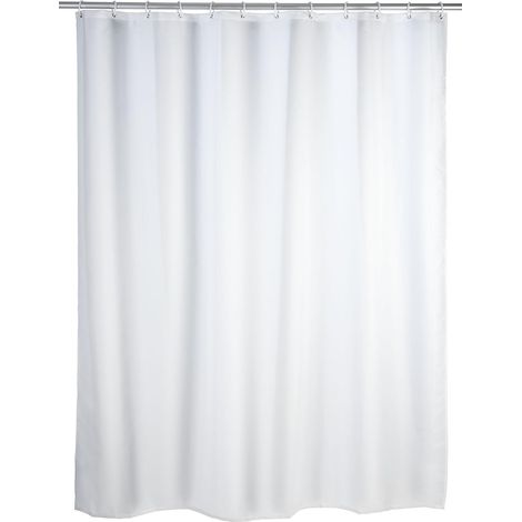 Weißer Anti-Schimmel-Duschvorhang, Textilvorhang mit Anti-Schimmel-Effekt für das Badezimmer, waschbar, wasserabweisend, mit Ringen zur Befestigung an der Duschstange, 180 x 200 cm