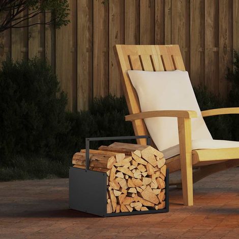 Portant de bois chauffage- Porte-bûches- Meuble pour range bûches noir 40x40x40 cm 582299 (1/5)