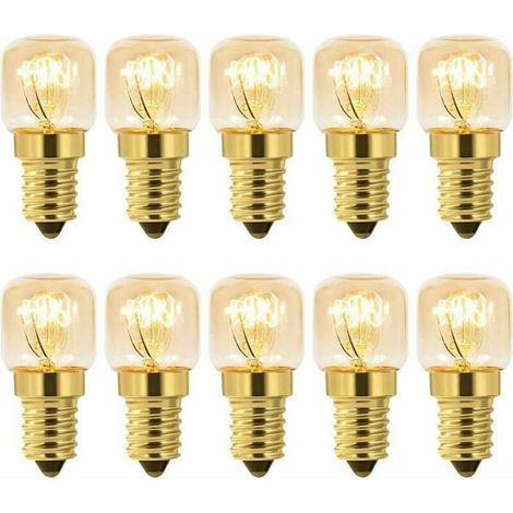 Lot de 10 ampoules à sel 15 W Blanc chaud Pour four, congélateur, lampe à sel, gril (2,25 cm) (1/5)
