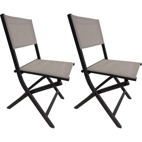 Sedie Pieghevoli Rebecca Mobili Murici 84x48x57 Alluminio Poliestere Grigio Scuro Beige Moderno SET 2 pezzi Da Montare