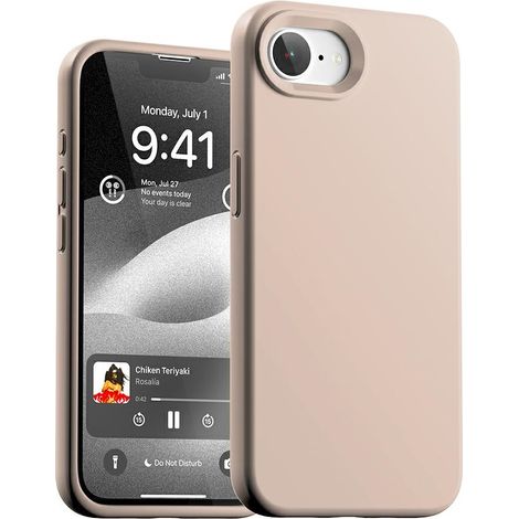 Custodia in silicone Mercury per iPhone 16e, colore rosa sabbia.