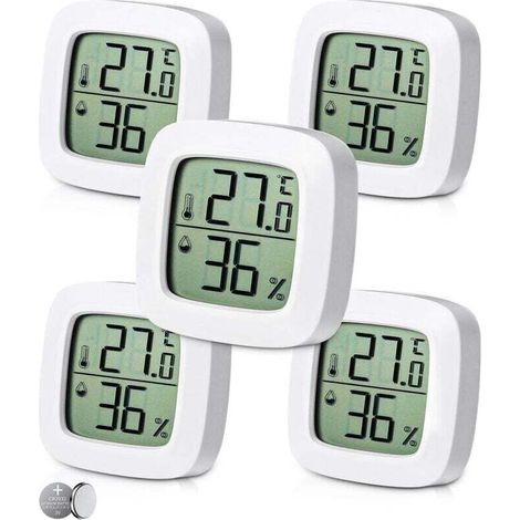 5-teiliges digitales Thermometer- und Hygrometer-Set für den Innenbereich, mit Komfortanzeige, kleinem, hochpräzisem Digitalthermometer und Hygrometer, Babyzimmerthermometer, für Wohnzimmer, Lager und