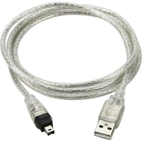 Câble adaptateur USB vers FireWire 1394 4 broches iLink – Longueur 100 cm – Décharge de traction moulée – Transfert 400 Mbits - DCR-TRV75E (1/5)