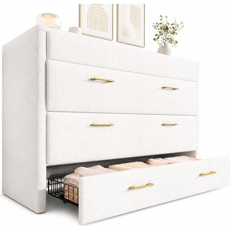 Letto a scomparsa matrimoniale 140x200 con cassetto, USB e USB-C, mobile salvaspazio mobile beige in tessuto CHICFURN (1/5)