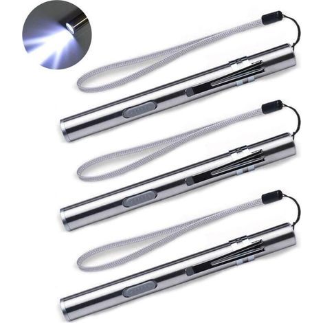 Set di 3 penne luminose per infermieri, penne luminose mediche a LED ricaricabili tramite USB, in acciaio inossidabile, ideali per medici, studenti e professionisti sanitari. (1/4)