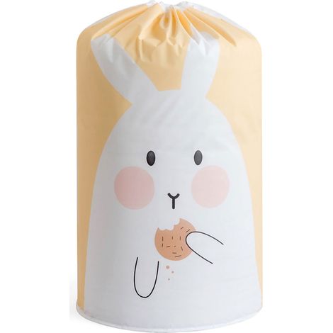 Sac de rangement pour couette tubulaire en PEVA imperméable et anti-poussière, imprimé, pour vêtements, couvertures et couettes, motif lapin jaune
