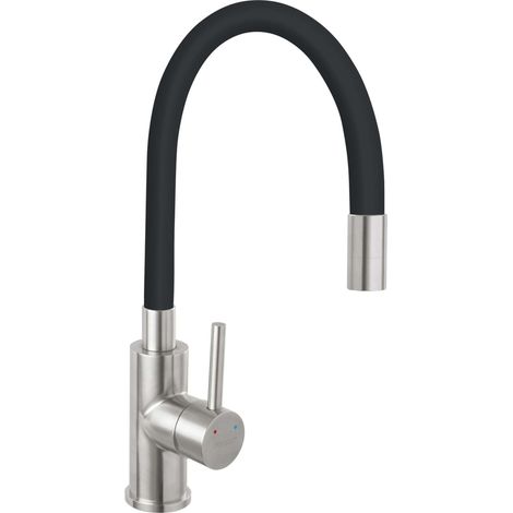 Novaservis Ferro - Spültischarmatur mit flexiblem Arm, schwarz/Edelstahl 70710,4C (1/3)