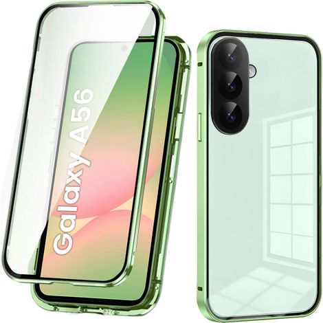 Custodia per Samsung Galaxy A56 5G, con doppio vetro magnetico, verde (1/5)