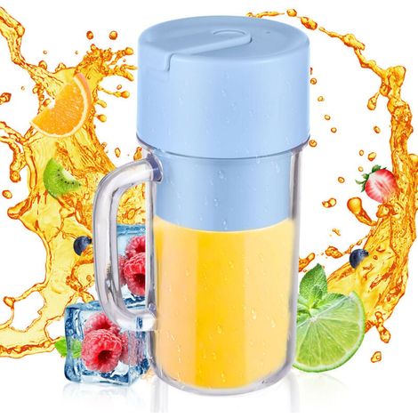 Licuadora portátil   para triturar hielo sin esfuerzo, recargable por USB, a prueba de fugas, con asa de taza única, ideal para batidos y jugos (azul) (1/5)