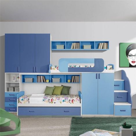 Cameretta soppalco Catania bianco e blu (1/2)