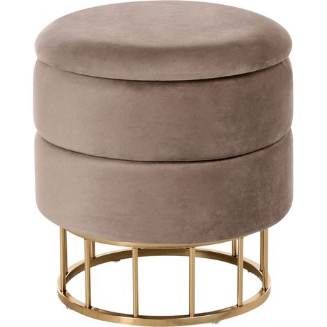 Pouf mit Stauraum ELGIN Samtstoff Taupe (1/5)