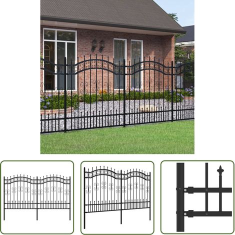 The Living Store Gartenzaun mit Speerspitzen Schwarz 165 cm Stahl - Gartenzaun - Stahldurchgang - Sicherheitszaun - Zaunfeld - Terrassenabgrenzung (1/5)