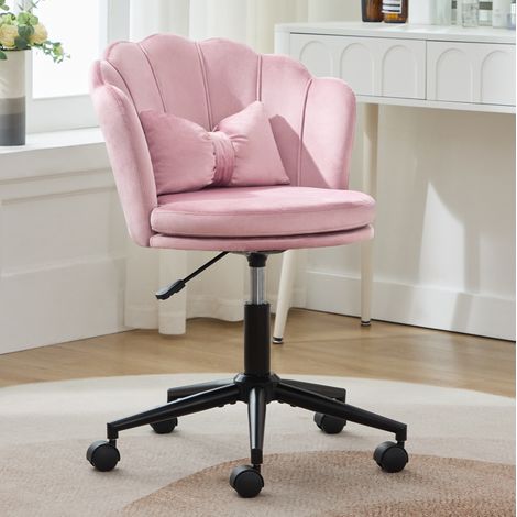 chaise fauteuil salon pivotante velours rose 55x62x73-83 OKMYHOME (1/5)