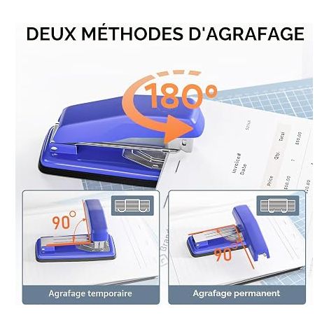 Agrafeuse Agrafeuse Rotative Bureau Maison Salle de Classe Reliure Livres bleu (1/4)