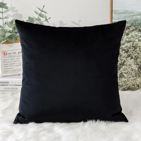 Fodera decorativa in velluto per cuscino da divano, federa super morbida, decorazione per soggiorno o camera da letto, 45x45 cm, nera (1/3)