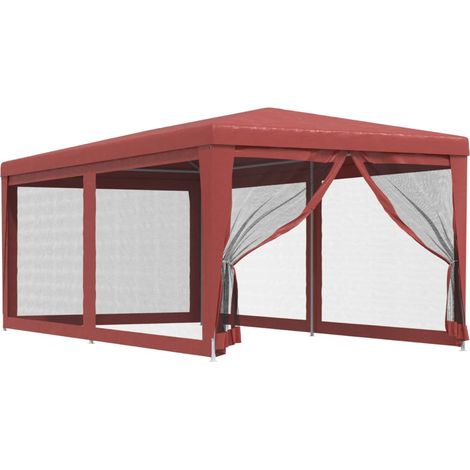 Maison Exclusive - Partyzelt mit 6 Mesh-Seitenwänden Rot 3x6 m HD