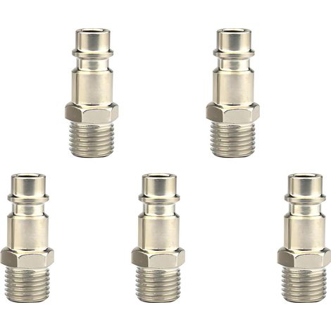 5 Pièces Raccords de Tuyau Conduite D'air, D'air Pneumatique,Raccord Raccord Compresseur, Connecteur Coupleur à Filetage Mâle, pour Connecteurs - (1/5)