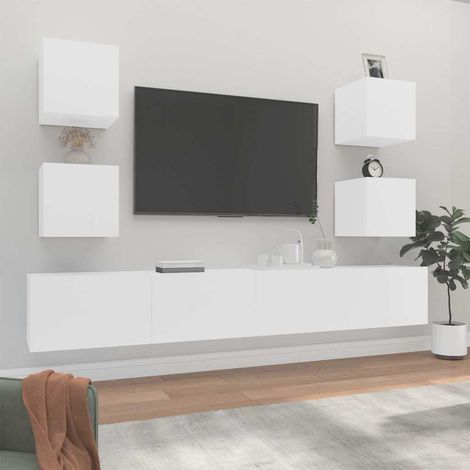 vidaXL Ensemble de meubles TV 6 pcs Blanc Bois d'ingénierie (1/5)