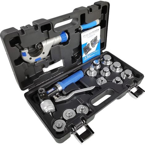 Élargisseur de tube hydraulique, 11 têtes interchangeables, adapté pour 3/8" à 1-5/8", capacité de coupe de tube 4-32mm, alliage d'aluminium de haute qualité, conception économisant du travail (1/5)