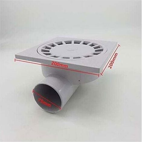 Siphon de sol en PVC - - 75 mm - 200x200 mm - Grand débit - Filtre anti-cheveux - Anti-odeurs (1/5)