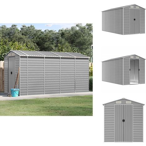 Abri de jardin gris clair 191x385x198 cm acier galvanisé - Abri De Jardin - Abri Métallique - Rangement Extérieur - Cabane De Jardin - Outillage (1/5)
