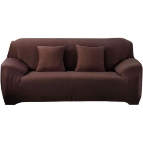Sofabezug, 3-Sitzer Stretchsofa mit Armlehnen 190-230 cm, Kaffeebraun (1/5)