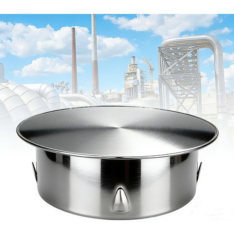 Bouchon pour Tuyau de Poêle 120mm à 130mm, Cache-trou de cheminée, Cache Tuyau, Couvercle De Trou De Cheminée,Bouchon Cheminée Perforé en Acier Inoxydable Ø 145mm Profondeur 45mm (1/5)
