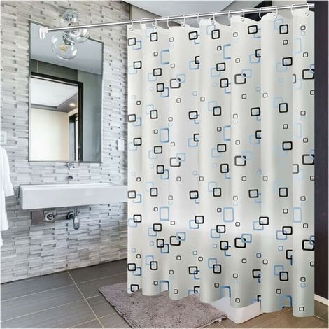 200x200cm Shower curtain, shower curtain liner with hooks and loops, anti-mold, anti-bacterial, waterproof and washable, suitable for bathrooms. (1/5)