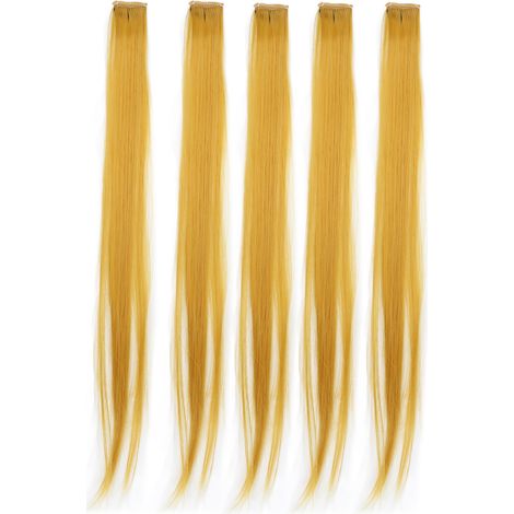 Lot de 5 extensions de cheveux teintées à crochet d'oreille, pinces à cheveux longues et lisses, extensions de cheveux colorées et respirantes, extensions de cheveux à crochet d'oreille subtilement te (1/5)