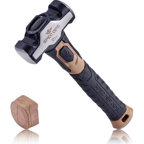 Spec Ops Tools Marteau de perçage, 0,9 kg avec capuchon souple amovible, poignée d'absorption des chocs et d'amortissement des vibrations bimatière, noir/marron clair (1/5)