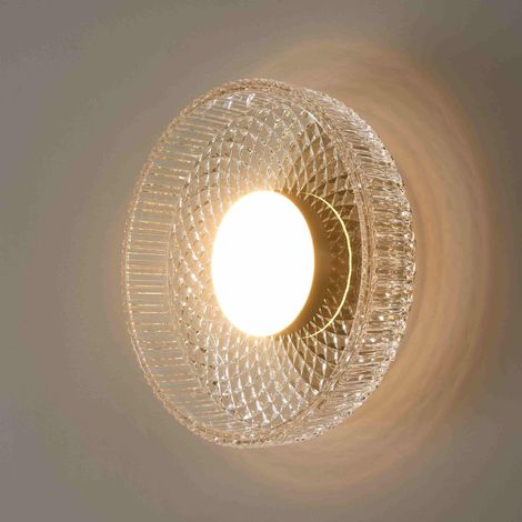 Plafonnier ou applique verre transparent et cannelé - Damian