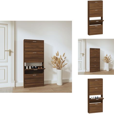Armoire à chaussures Chêne marron 59x17x150cm Bois d'ingénierie - Meuble Range Chaussure - Armoire Chaussure - Rangement Chaussure - Placard Chaussure - Commode Chaussure (1/5)