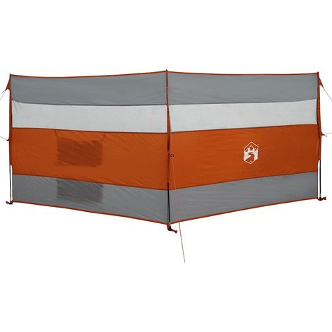 Brise-vent de camping gris et orange 340x130 cm imperméable