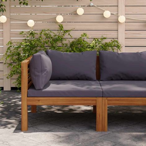 Modulares Ecksofa mit Dunkelgrauen Kissen Massivholz Akazie