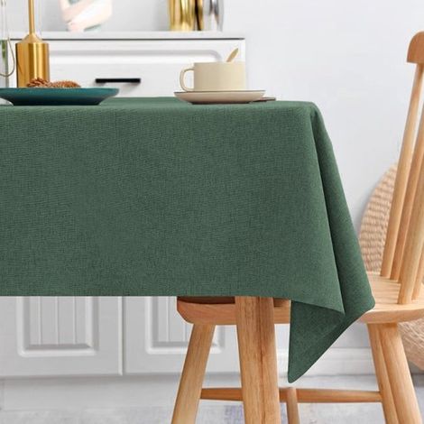 Nappe rectangulaire en lin, 110 x 160 cm. Nappe de haute qualité, résistante aux taches et imperméable, idéale pour les buffets. Caractéristiques : blanc éclatant (1/5)