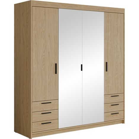 Armoire Novduni 115, Chêne, 191x177x53cm, Portes d'armoire: Avec des charnières, Nombre d'étagères: 0 (1/4)